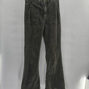 American Eagle Outfitters Olive Green Corduroy Hi-Rise Flare Stretch Jeans Size